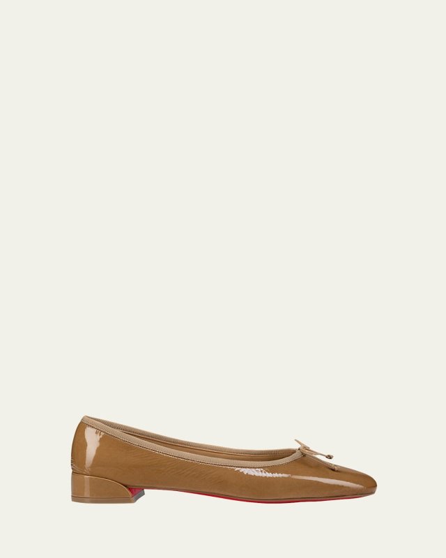 Sweetie Jane Patent Bow Red Sole Ballerina Flats